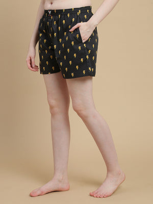 LIGHTNING PIZZA WOMENS COTTON - PRINTED BOXER SHORTS