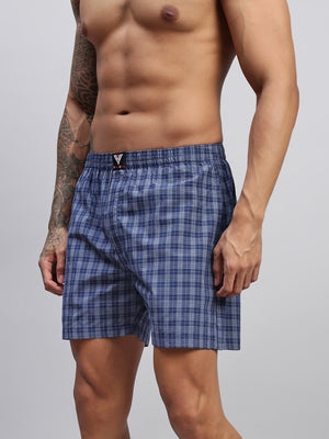 BLUE WHITE STRIPES MEN COTTON PRINTED BOXER SHORTS