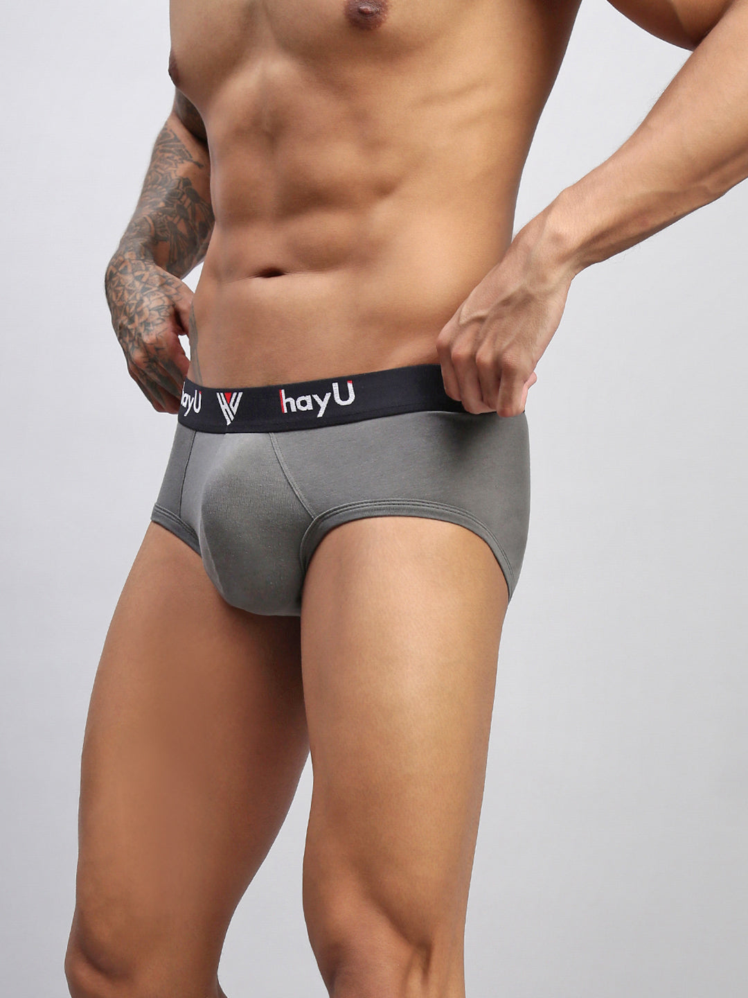 2PC PACK OF GRAPHITE GREY & VIVID INDIGO MEN COTTON STRETCH BRIEF