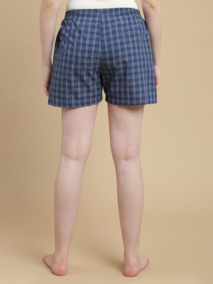 BLUE WHITE STRIPES WOMENS COTTON - BOXER SHORTS