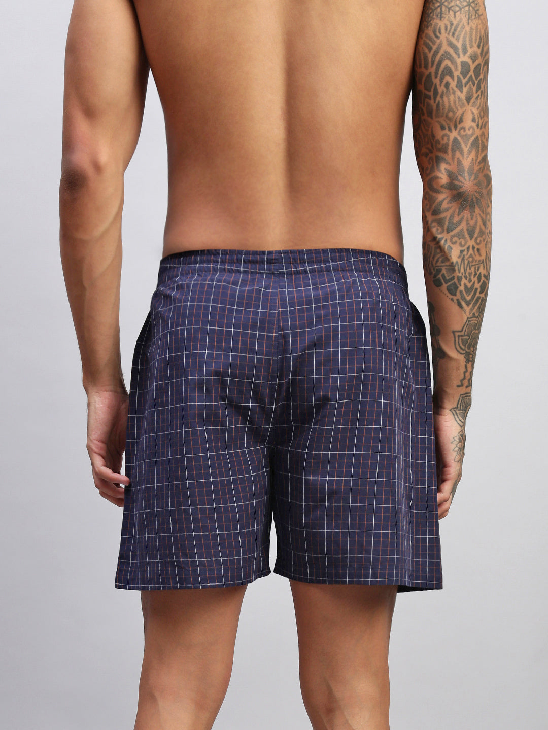 BLUE ORANGE STRIPES MEN COTTON PRINTED BOXER SHORTS