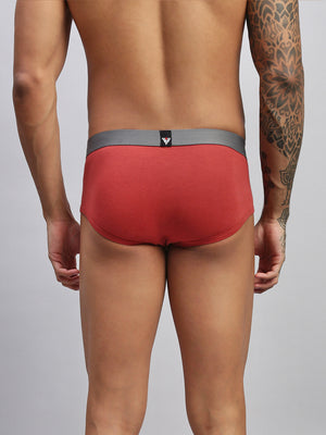 2PC PACK OF PHANTOM BLACK & EARTHY RED MEN COTTON STRETCH BRIEF