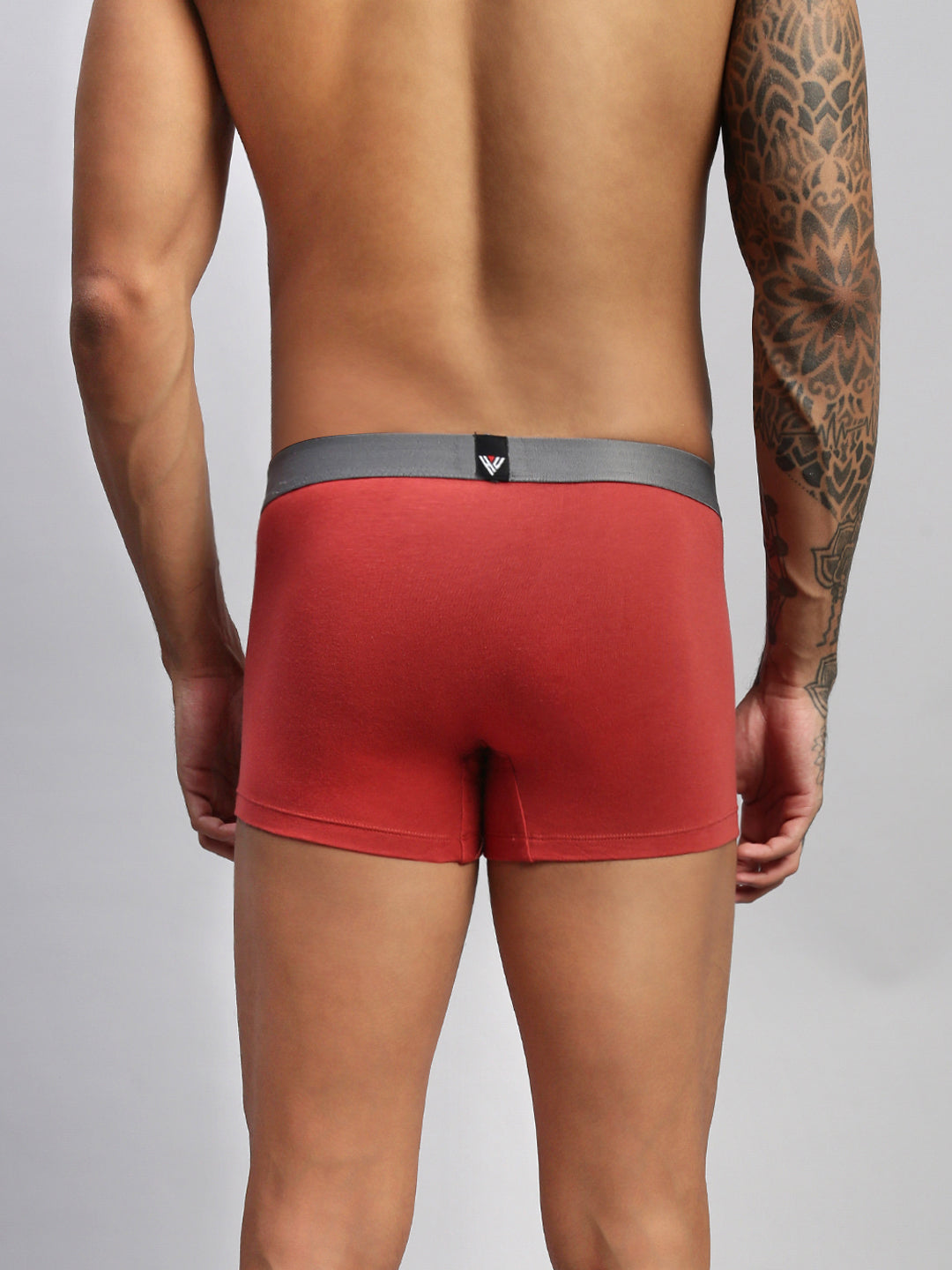 2PC PACK OF EARTHY RED & BLACK MEN COTTON STRETCH TRUNKS