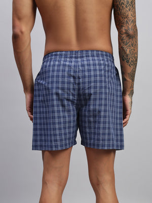 BLUE WHITE STRIPES MEN COTTON PRINTED BOXER SHORTS