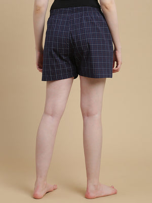 BLUE ORANGE STRIPES WOMENS COTTON - BOXER SHORTS