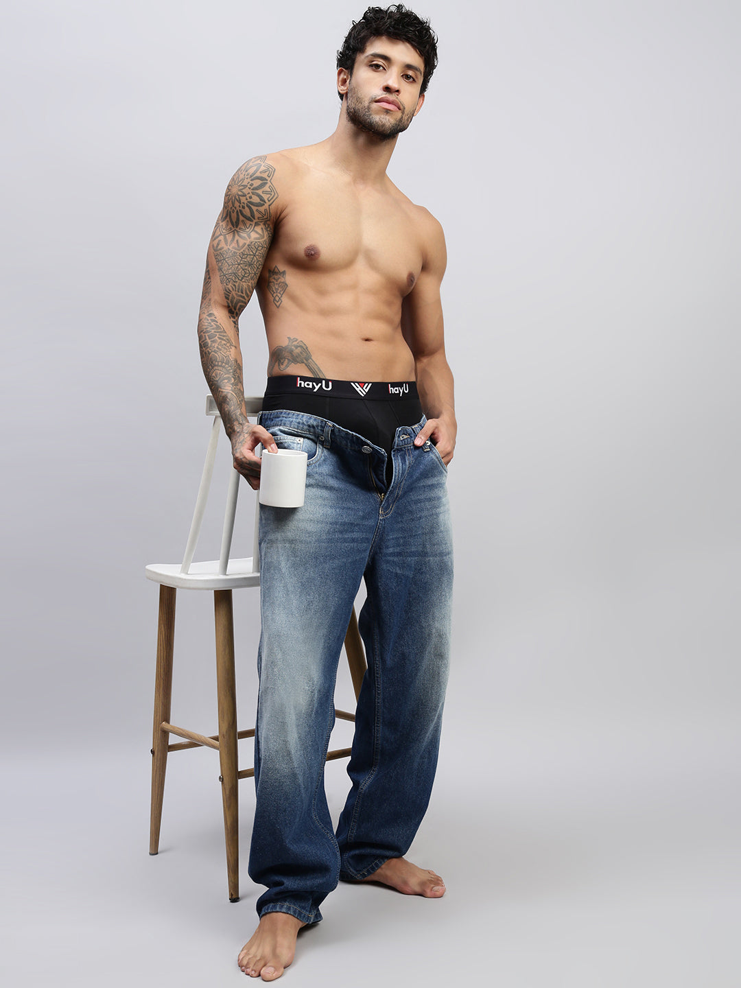 PHANTOM BLACK MEN COTTON BLEND BRIEFS