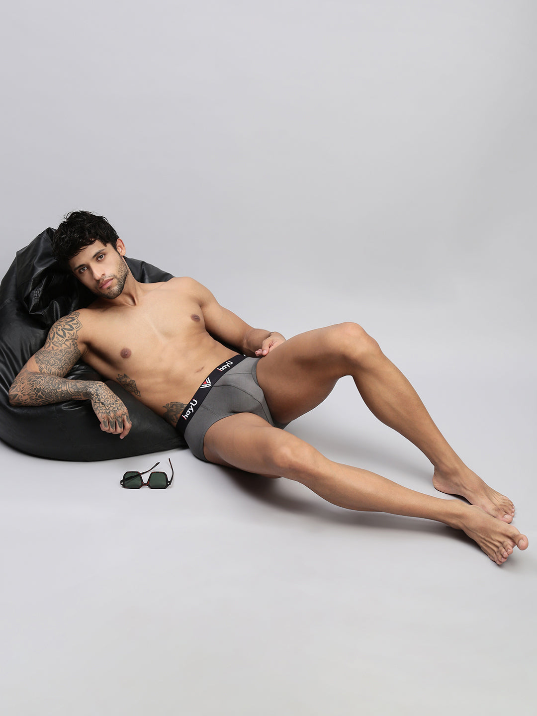 2PC PACK OF GRAPHITE GREY & VIVID INDIGO MEN COTTON STRETCH BRIEF