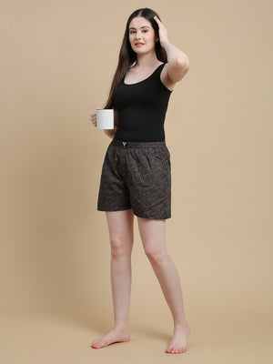 GOOD VIBES WOMENS COTTON- PRINTED BOXER SHORTS