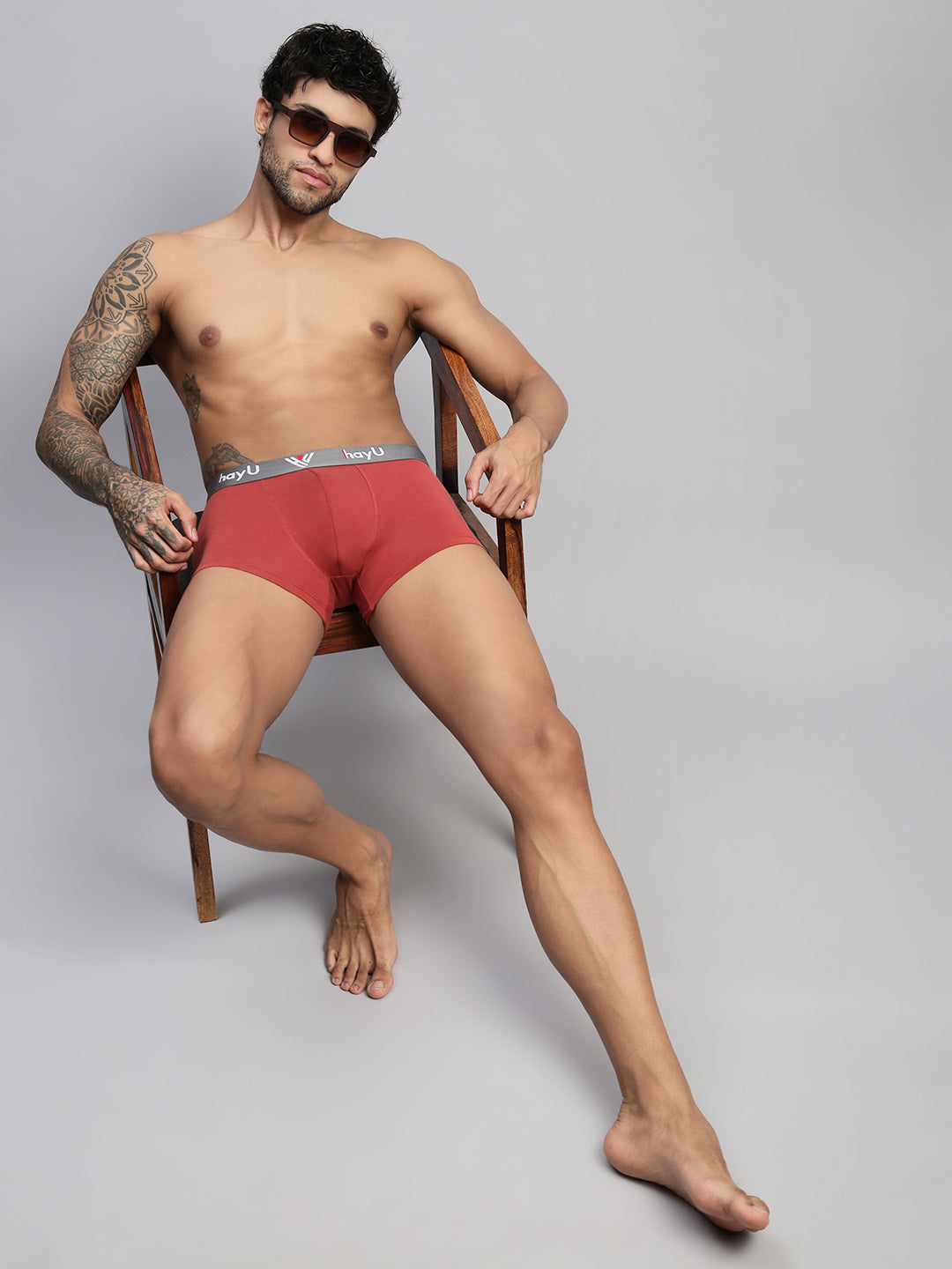2PC PACK OF EARTHY RED & BLACK MEN COTTON STRETCH TRUNKS