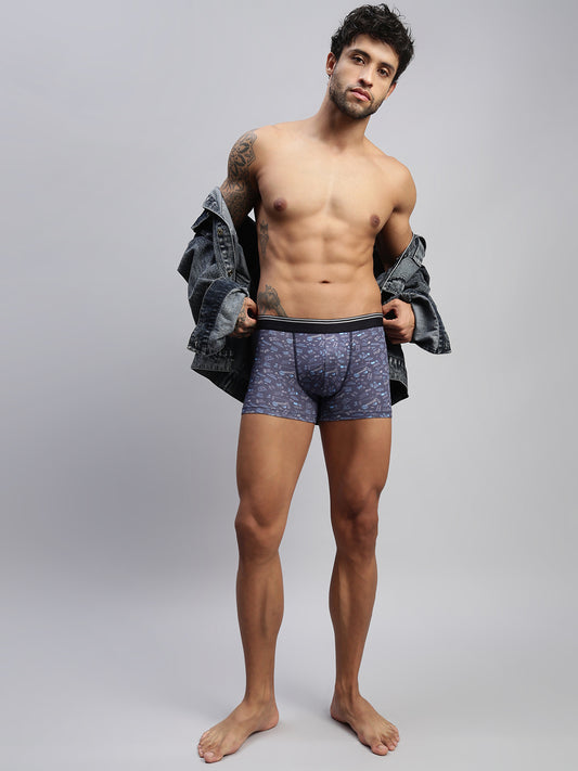 GRAPHIC NAVY MEN MODAL PRINTED TRUNKS
