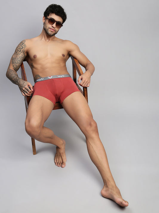 2PC PACK OF EARTHY RED & SKYBLUE MEN COTTON STRETCH TRUNKS