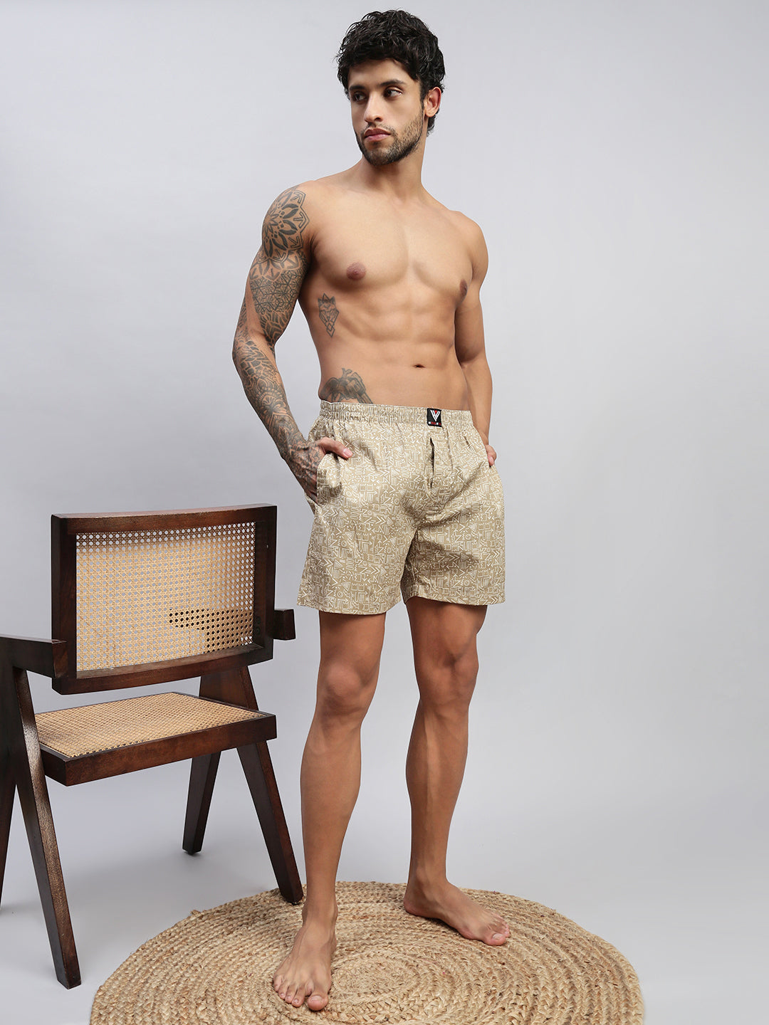 2PC PACK OF NAUTICAL & SKATER SDOODLE PRINT MEN COTTON BOXER PRINTED BOXER SHORTS