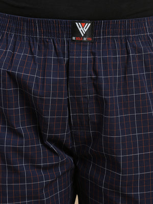 BLUE ORANGE STRIPES WOMENS COTTON - BOXER SHORTS