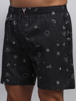 2PC PACK OF NAUTICAL & SPACE PRINT MEN COTTON BOXER PRINTED BOXER SHORTS