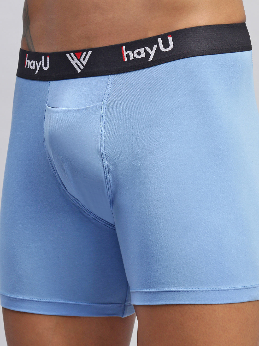 SKY BLUE MEN COTTON BLEND BOXER BRIEFS