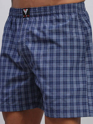 BLUE WHITE STRIPES MEN COTTON PRINTED BOXER SHORTS