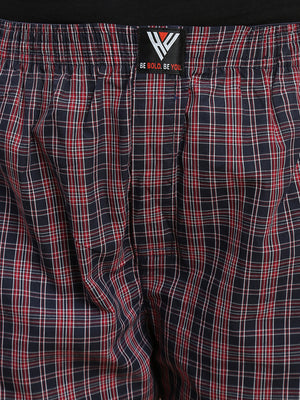 RED BLUE CHECKS WOMENS COTTON - BOXER SHORTS