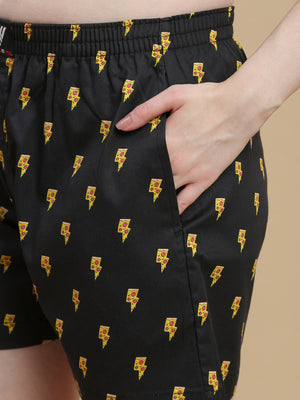 LIGHTNING PIZZA WOMENS COTTON - PRINTED BOXER SHORTS
