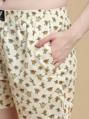 GLAZED CRUMBS WOMENS COTTON - PRINTED BOXER SHORTS