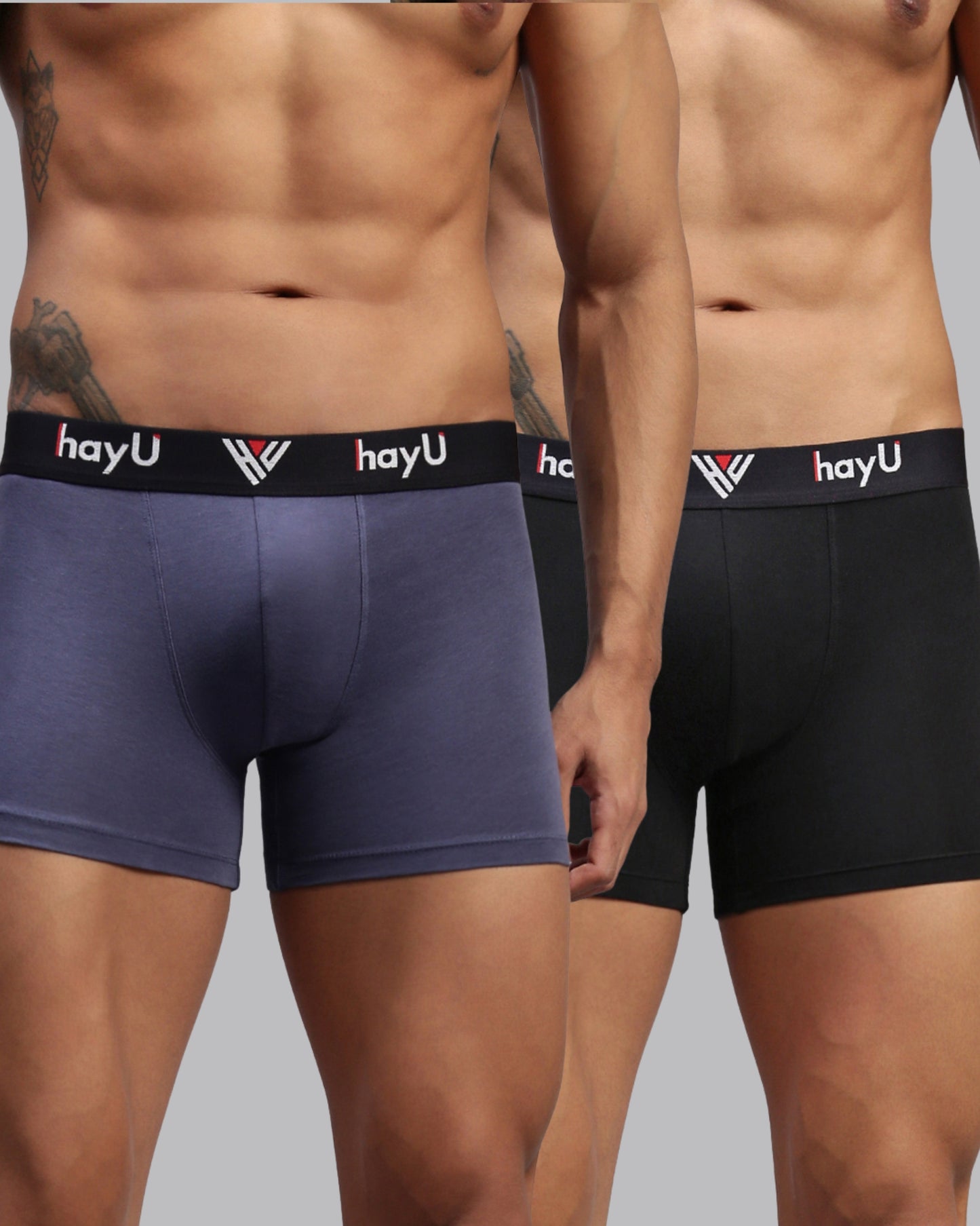 2PC PACK OF VIVID INDIGO & PHANTOM BLACK MEN COTTON STRETCH TRUNKS