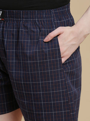 BLUE ORANGE STRIPES WOMENS COTTON - BOXER SHORTS