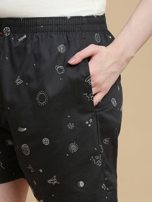 GALAXY GLIDE WOMENS - COTTON PRINTED BOXER SHORTS
