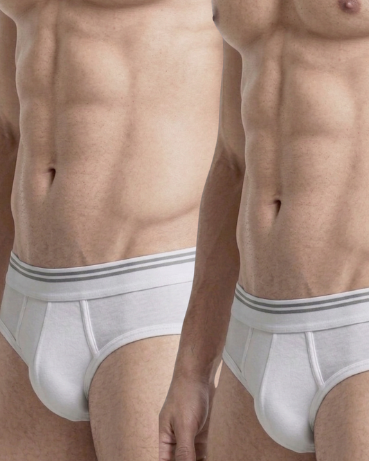 2PC PACK OF WHITE COTTON STRETCH BRIEFS